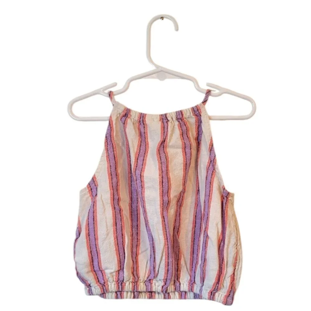 Gap Kids Girl's Cream Striped Linen Blend Tank Top Size S 2024